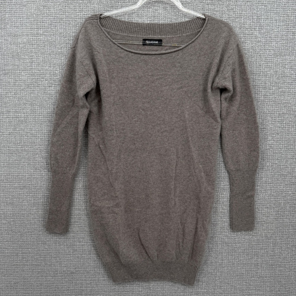 Naadam Sweater Dress Womens XS Brown 100% Cashmere Long Sleeve Tunic Knit